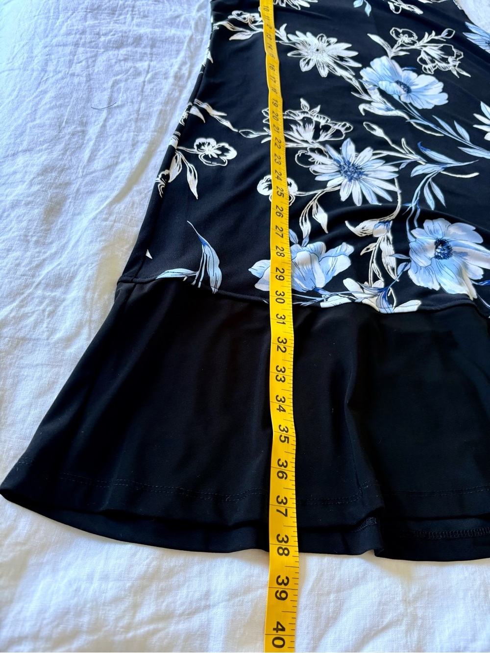 Ronni Nicole XL Black Blue Floral Midi Dress Sleeveless Stretch Swing Flounce He - Picture 6 of 10